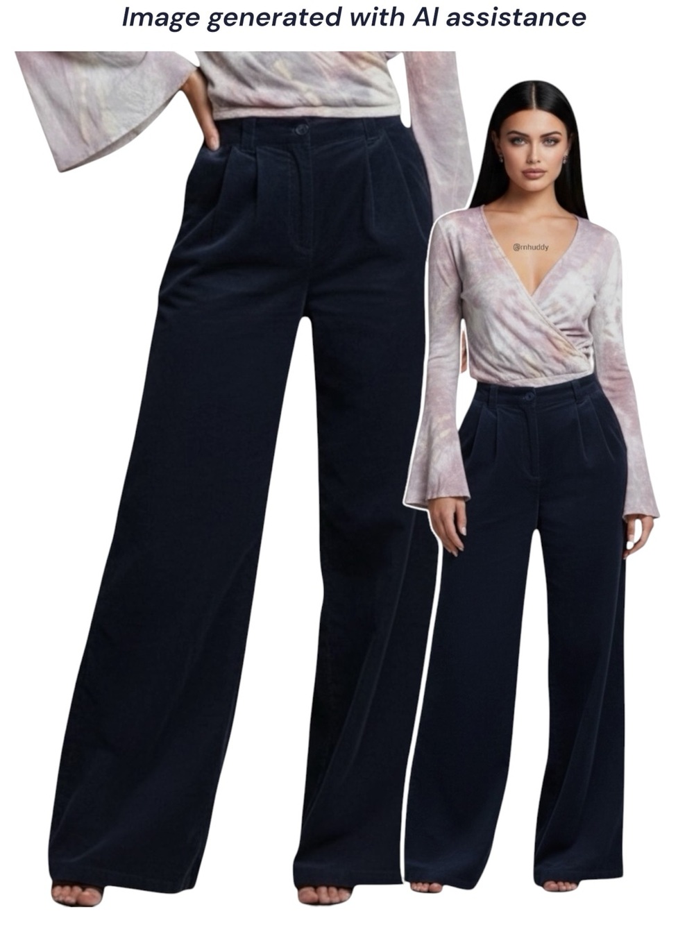 ASOS size 6 deep navy cord wide leg pleated pants